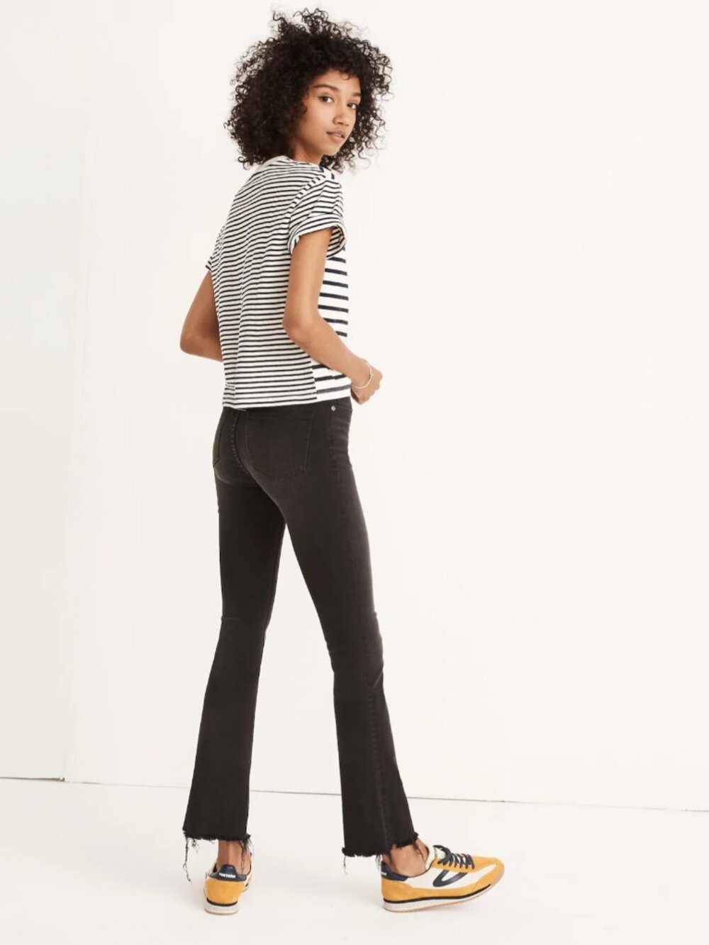Madewell Cali Demi-Boot Chewed Hem Jeans Sz 24 in Berkeley Black Mini Flare